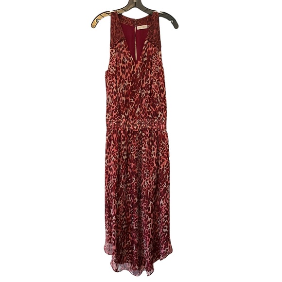 RAMY BROOK | $495 Moe Leopard Printed Midi Silk Dress in Clay Combo, Size Small - Picture 3 of 8
